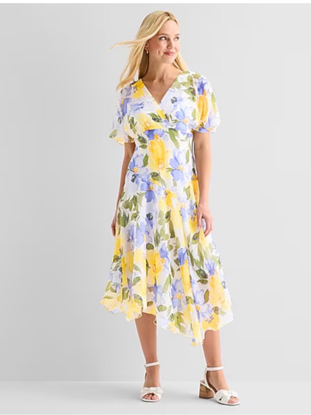 Rabbit Rabbit Rabbit Yellow & Lavender Floral Midi Dress
